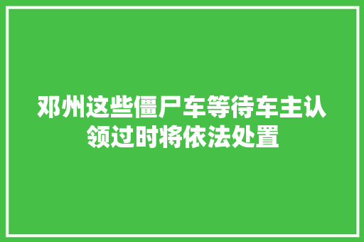 邓州这些僵尸车等待车主认领过时将依法处置