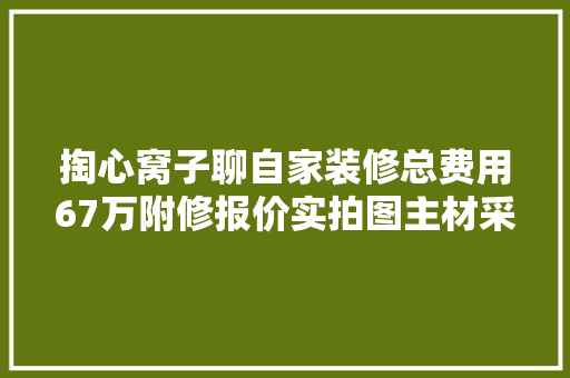 掏心窝子聊自家装修总费用67万附修报价实拍图主材采购表