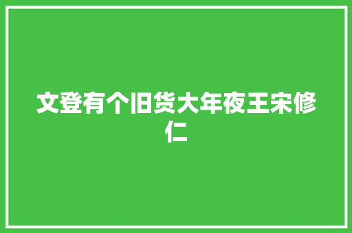 文登有个旧货大年夜王宋修仁