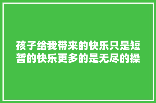 孩子给我带来的快乐只是短暂的快乐更多的是无尽的操劳和焦炙