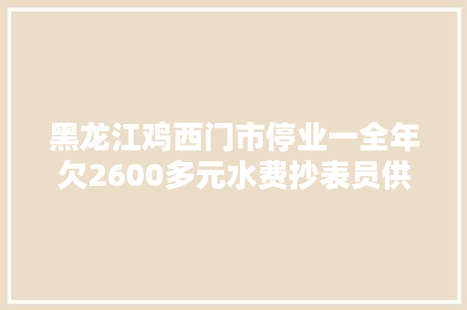 黑龙江鸡西门市停业一全年欠2600多元水费抄表员供水公司都说不清楚