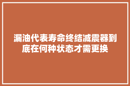 漏油代表寿命终结减震器到底在何种状态才需更换