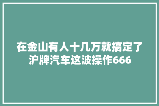 在金山有人十几万就搞定了沪牌汽车这波操作666 汽车知识