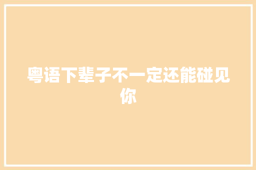 粤语下辈子不一定还能碰见你