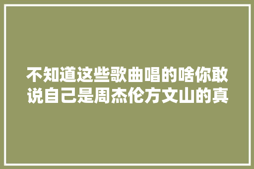 不知道这些歌曲唱的啥你敢说自己是周杰伦方文山的真粉丝