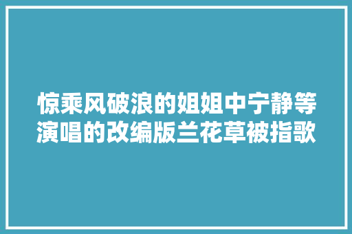 惊乘风破浪的姐姐中宁静等演唱的改编版兰花草被指歌词抄袭