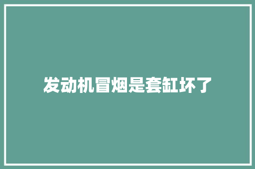 发动机冒烟是套缸坏了