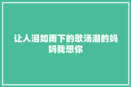 让人泪如雨下的歌汤潮的妈妈我想你