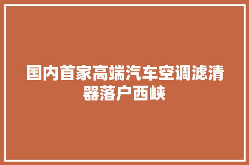 国内首家高端汽车空调滤清器落户西峡