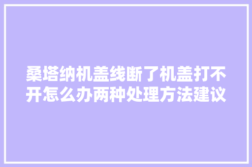 桑塔纳机盖线断了机盖打不开怎么办两种处理方法建议切记
