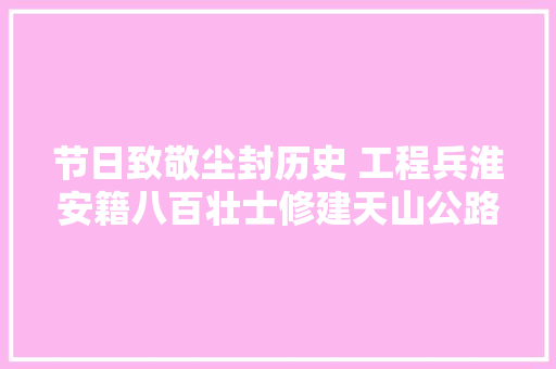 节日致敬尘封历史 工程兵淮安籍八百壮士修建天山公路揭秘
