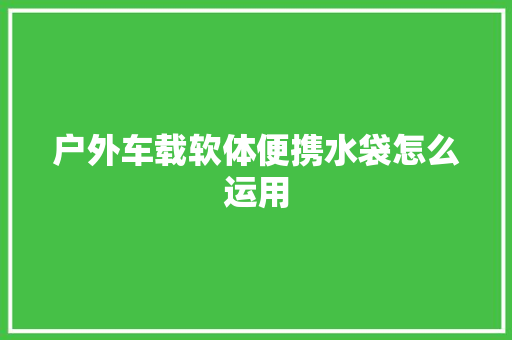 户外车载软体便携水袋怎么运用