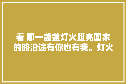 看 那一盏盏灯火照亮回家的路沿途有你也有我。灯火