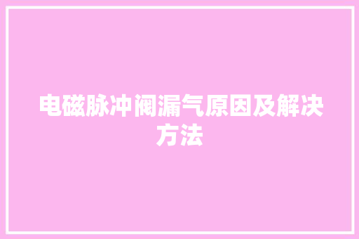 电磁脉冲阀漏气原因及解决方法