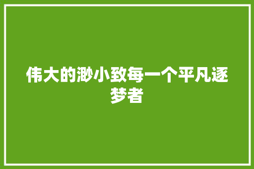 伟大的渺小致每一个平凡逐梦者