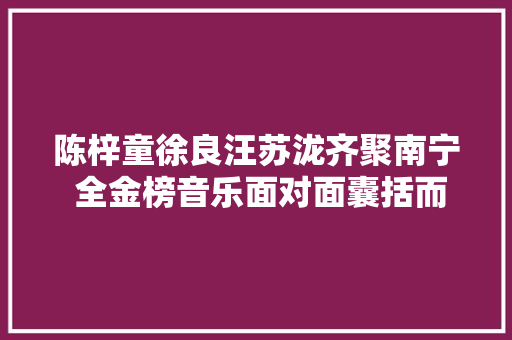 陈梓童徐良汪苏泷齐聚南宁 全金榜音乐面对面囊括而来
