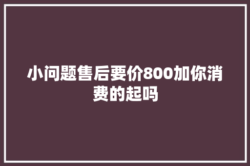小问题售后要价800加你消费的起吗
