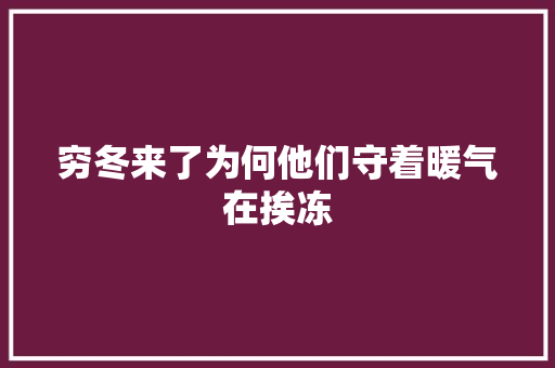 穷冬来了为何他们守着暖气在挨冻