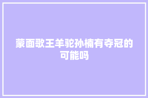 蒙面歌王羊驼孙楠有夺冠的可能吗
