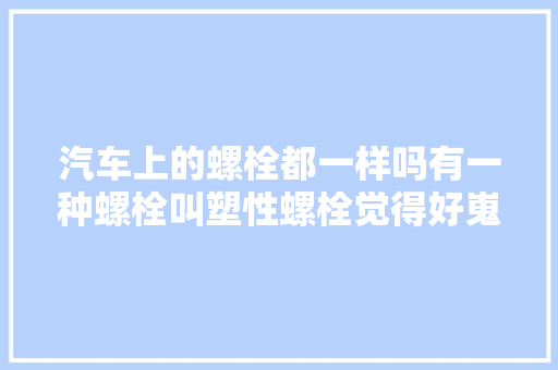 汽车上的螺栓都一样吗有一种螺栓叫塑性螺栓觉得好嵬峨上呀