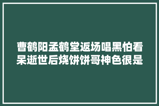 曹鹤阳孟鹤堂返场唱黑怕看呆逝世后烧饼饼哥神色很是专注