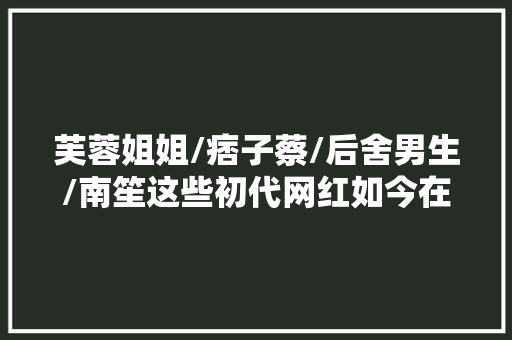芙蓉姐姐/痞子蔡/后舍男生/南笙这些初代网红如今在哪里