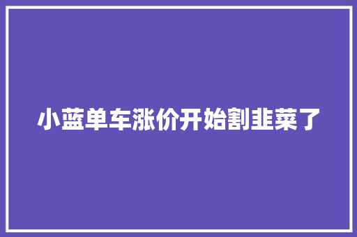 小蓝单车涨价开始割韭菜了