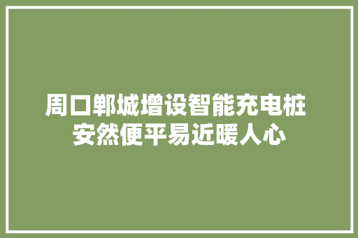 周口郸城增设智能充电桩 安然便平易近暖人心