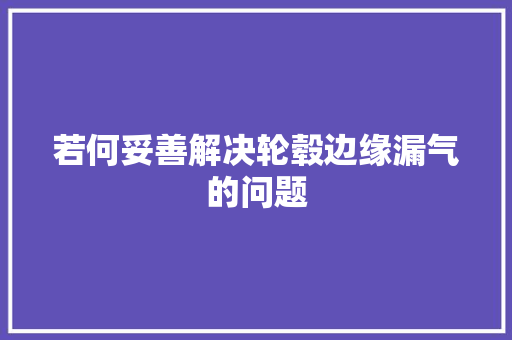若何妥善解决轮毂边缘漏气的问题