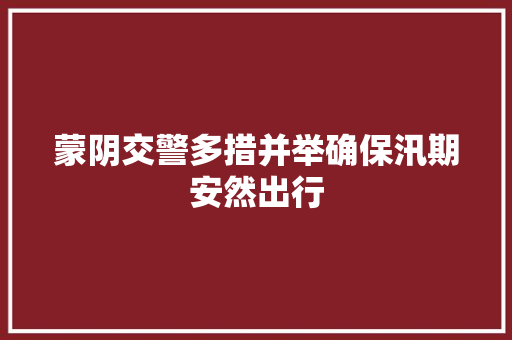 蒙阴交警多措并举确保汛期安然出行