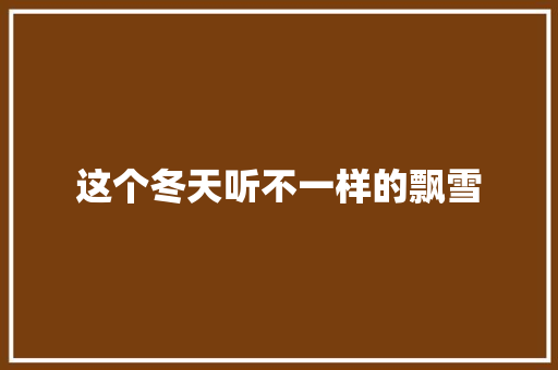 这个冬天听不一样的飘雪