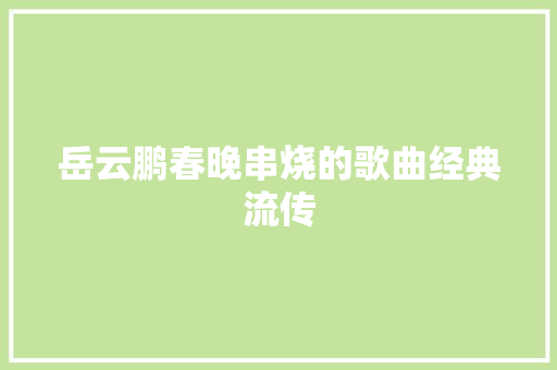 岳云鹏春晚串烧的歌曲经典流传
