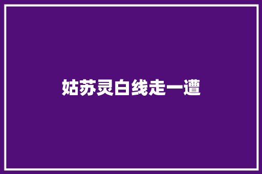 姑苏灵白线走一遭