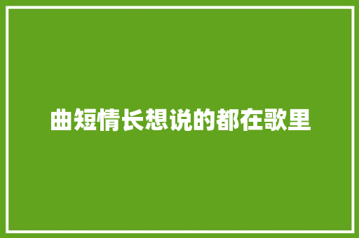曲短情长想说的都在歌里