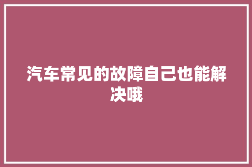 汽车常见的故障自己也能解决哦