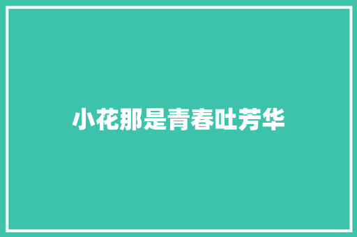 小花那是青春吐芳华