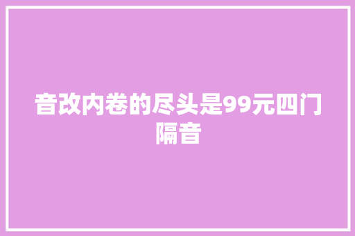 音改内卷的尽头是99元四门隔音