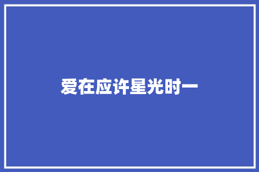 爱在应许星光时一