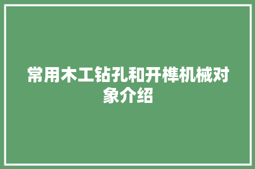 常用木工钻孔和开榫机械对象介绍 汽车知识