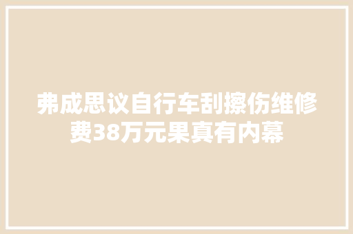 弗成思议自行车刮擦伤维修费38万元果真有内幕