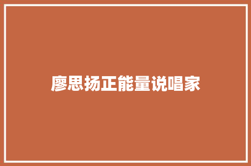 廖思扬正能量说唱家