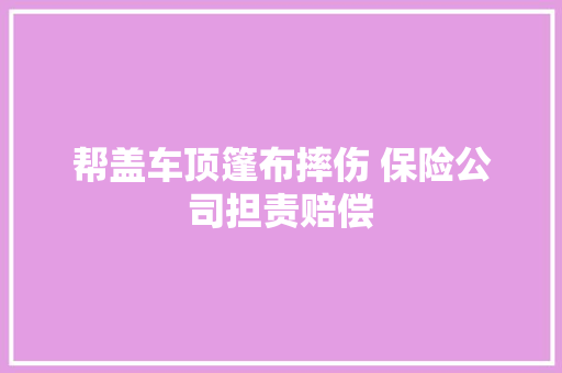 帮盖车顶篷布摔伤 保险公司担责赔偿