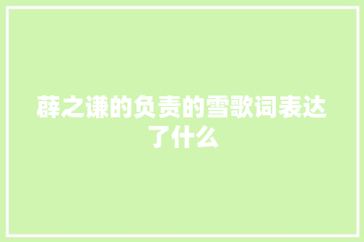 薜之谦的负责的雪歌词表达了什么