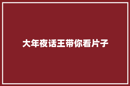 大年夜话王带你看片子