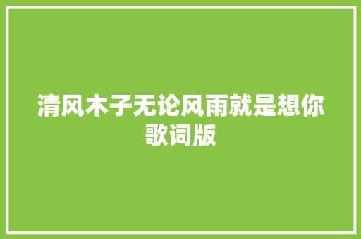 清风木子无论风雨就是想你歌词版