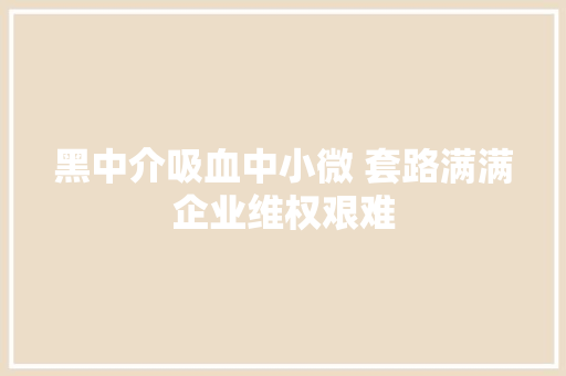 黑中介吸血中小微 套路满满企业维权艰难