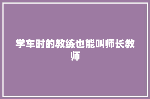 学车时的教练也能叫师长教师