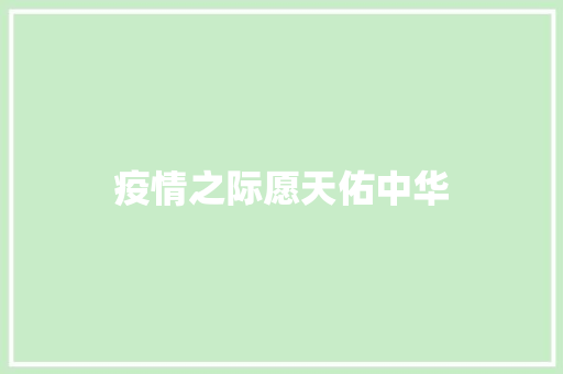 疫情之际愿天佑中华