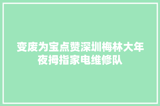 变废为宝点赞深圳梅林大年夜拇指家电维修队