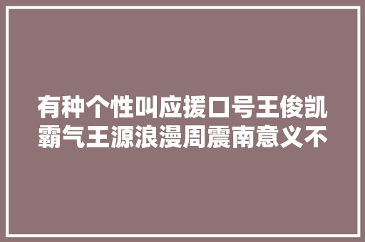 有种个性叫应援口号王俊凯霸气王源浪漫周震南意义不凡